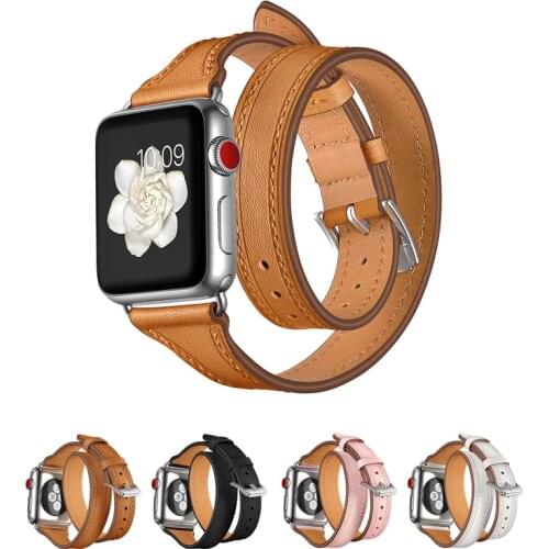 Genuine leather strap for apple watch band 42mm 38mm 44mm 40mm apple watch iwatch 6/5/4/3/2/1 Double Tour bracelet Accessories