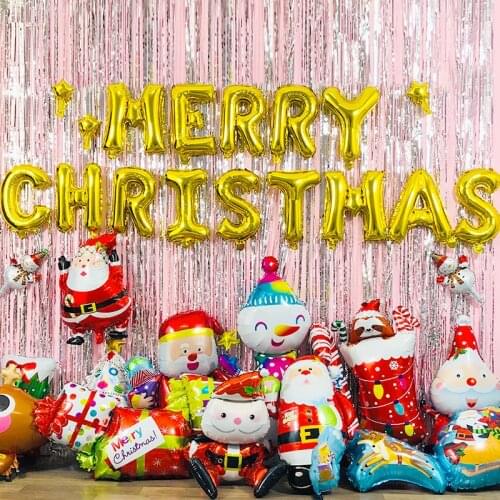 Christmas Decorations Balloon Xmas Party Supplies Balloon Merry Christmas Banner Santa Claus Snowman Christmas Tree Stars