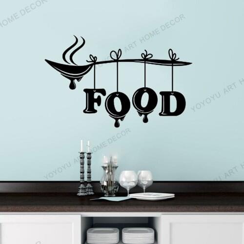 Self-adhesive Wall Vinyl Decal Kitchen Decor Wall Sticker Food Word Lettering Sign Spoon Restaurant Stylish Mural Design rb349
