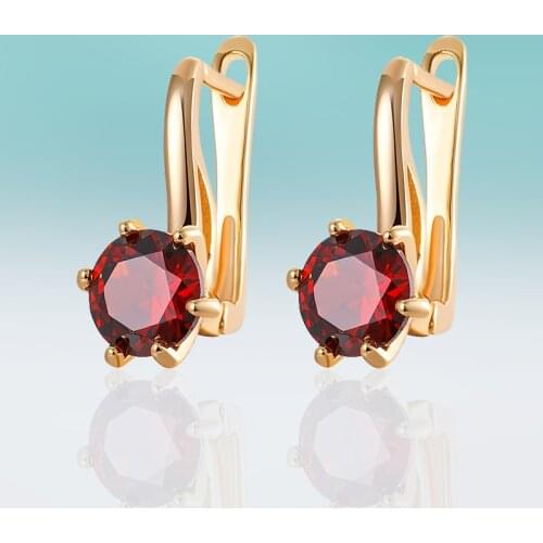 Classic Round Korea Design Mosaic MultiColor Zirconia Small Stud Earrings for Women Jewelry Wedding Party Gifts High Quality