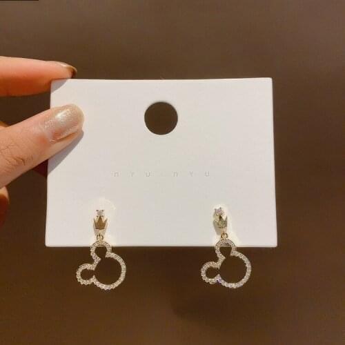 Anime Crown Stud Earrings Wholesale Cute Mouse Crystal Elegant 2021 Charm Accessories Luxury Wedding Fashion Jewelry For Woman