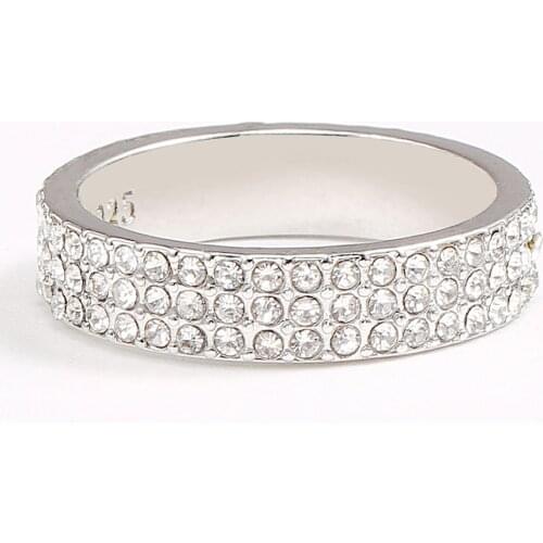 Three Layers Full Mosaic Zircon Ring for Women Bridal Dazzling Wedding Engagement Love Token Gift for Wife Girlfriend