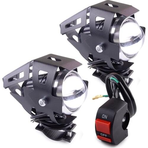 2Pcs Universal 12V 10W 6500LMW Motorcycle Angel Eyes Front Spot Lights LED Driving Headlight Fog Lamp & Switch