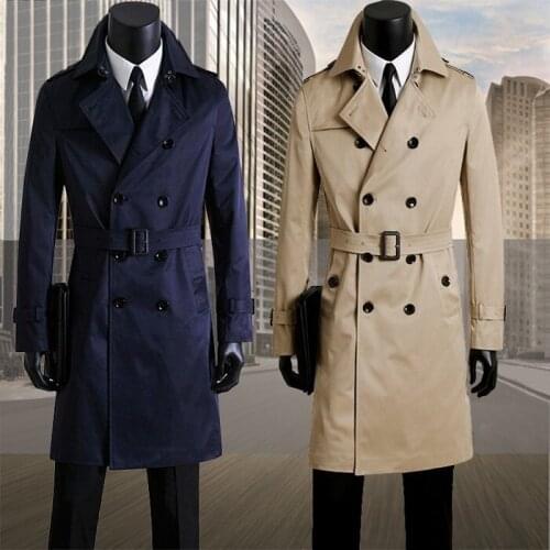 Winter windbreaker men long big yards cultivate morality handsome British wind coat cs business and leisure travelers