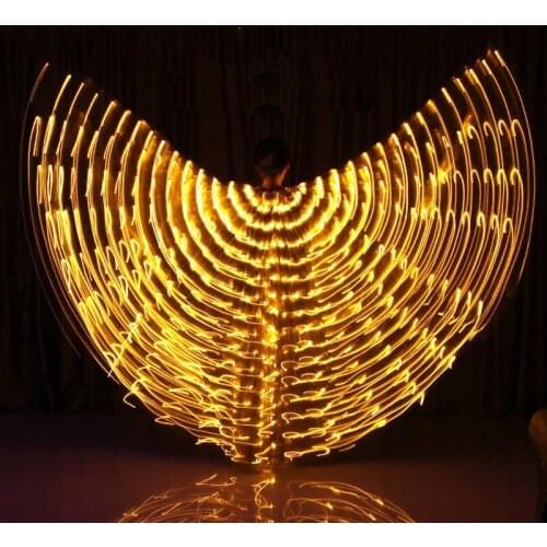Stage Performance Prop Women Dance Accessories Girls LED Wings Light Up 360 Degrees Lamps Gold Isis Wings