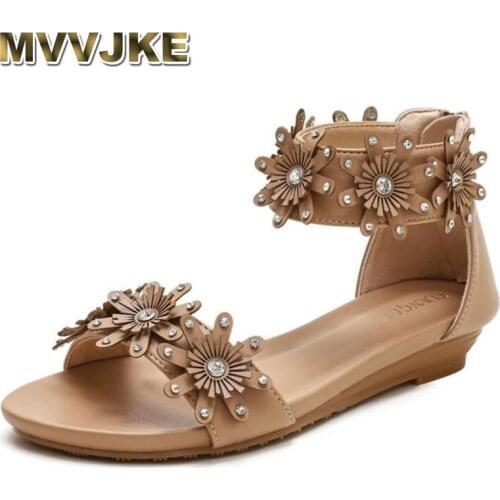 MVVJKEWomens Sandals Ladies Wedges Thong Shoes Flowers Fashion Embroidery Platform Buckle Casual Female Beach summer Shoes