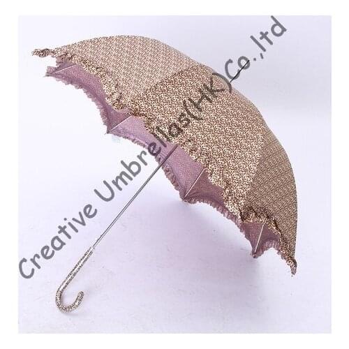 Moon lacing UV women parasol,summer aluminum alloy umbrellas.10mm aluminum shaft and fiberglass ribs,auto open,leopard printed