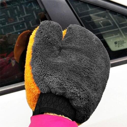1PCS car wash gloves thick microfiber car motorcycle strong cleaning detailing supplies brush absorbent towel tool E5P9
