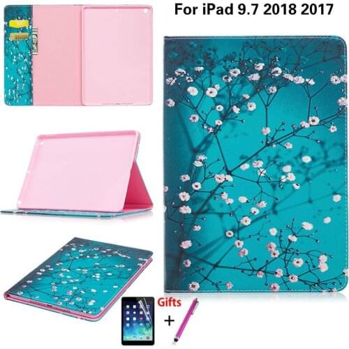 10 Cartoon Pattern Case for Apple New IPad 9.7 2017 2018 Case Funda Tablet Silicone PU Leather Flip Stand Cover for A1822/A1823