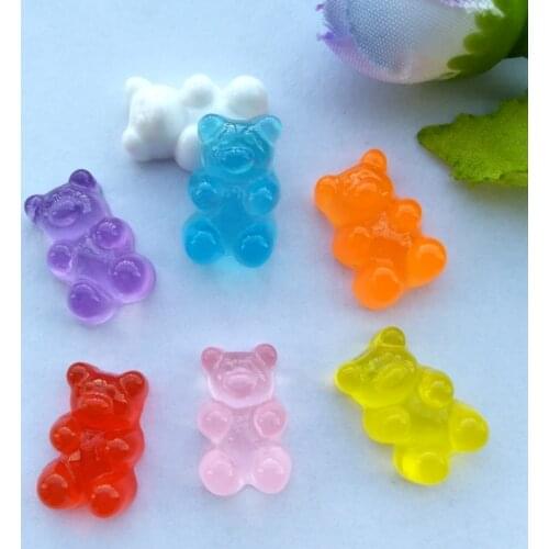 20pcs Mix Colors Resin Bear Sweet Candy Flatback Cabochon Miniature pattern applique ornament craft DIY scrapbook
