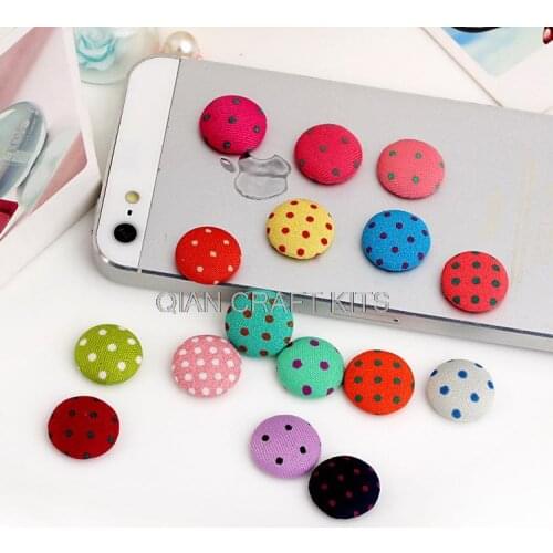 300pcs 15mm vintage handmade fabric covered flatback button polka dots necklace Beads scrapbooking jewelry making