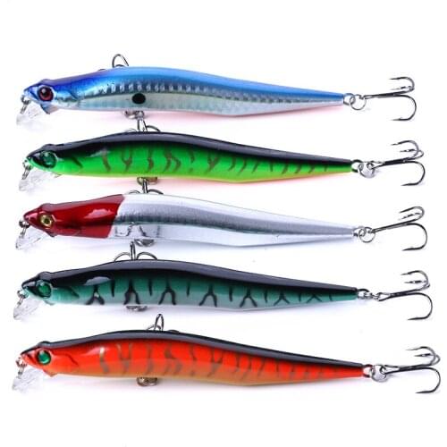 5Pc/set Bent Minnow Fishing Lure Artificial Baits 3D Fish Eye Lures Fake Bait High 12cm 10g Imitation Swimbait Crankbait HENGJIA