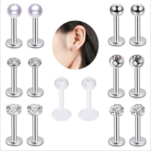 7Pairs/Set Stainless Steel Helix Tongue Rings Piercing Punk Body Barbell Lip Piercing Fashion Nose Rings Ear Stud Jewelry Gift
