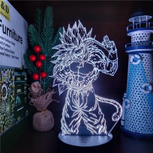 Dragon Ball Z Son Goku Anime Lamp 3D Night Lights Table Desk Led DBZ Super Saiyan 5 Goku Lighting Xmas Gift Lampara Colorful