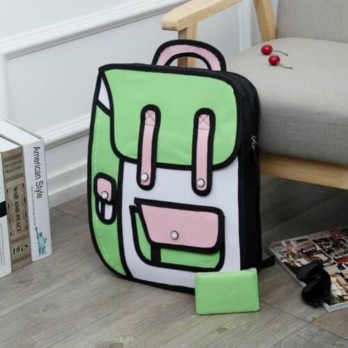 3D Jump Style 2D Drawing From Cartoon Paper Backpack Shoulder Bag Comic Bookbag