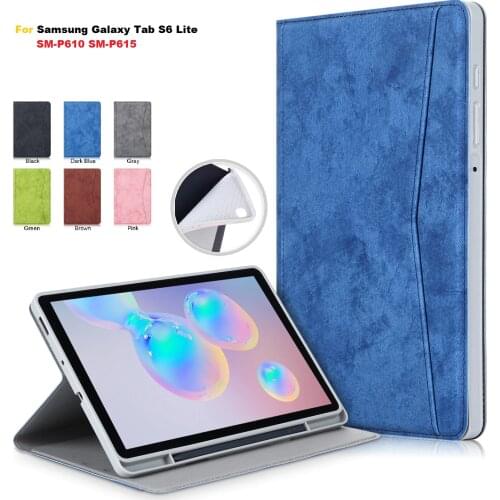 For Samsung Galaxy Tab S6 Lite Case 10 4 inch SM P610 P615 Case with Pencil Holder Wallet Stand Tablet For Samsung S6 Lite Case