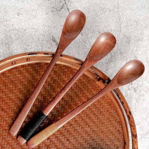 Japanese Style Long Handle Wooden Spoon Coffee Stirring Rod Tea Dessert Spoon Mixing Soup Spoon Tableware Kitchen Supplies