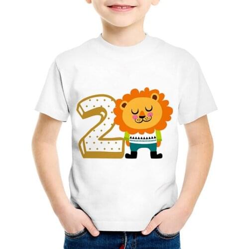 Childrens T-shirt birthday number 1~9 animal cartoon graphics shirt cotton T-shirt boys and girls birthday gifts baby clothes