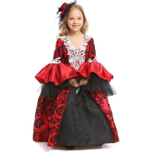 Halloween Girls Deluxe Victorian Palace Noble Costume Lady Lolita Princess Dress Vintage Palace Fancy Dress
