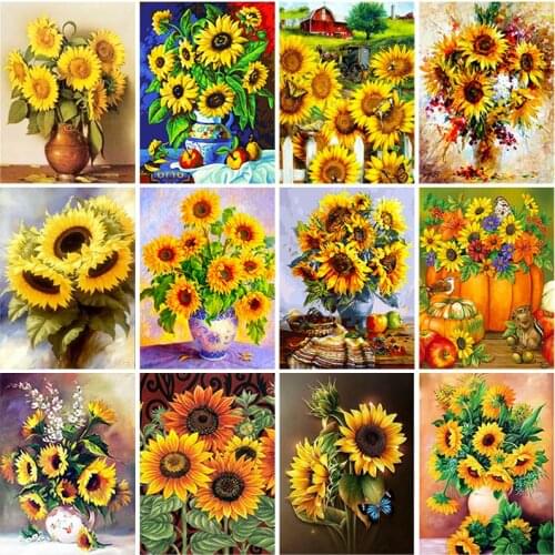 5D DIY Diamond Painting Sunflower Picture Of Round Rhinestone Embroidery Full Drill Mosaic Hobby Wall Art Crystal Craft Decor