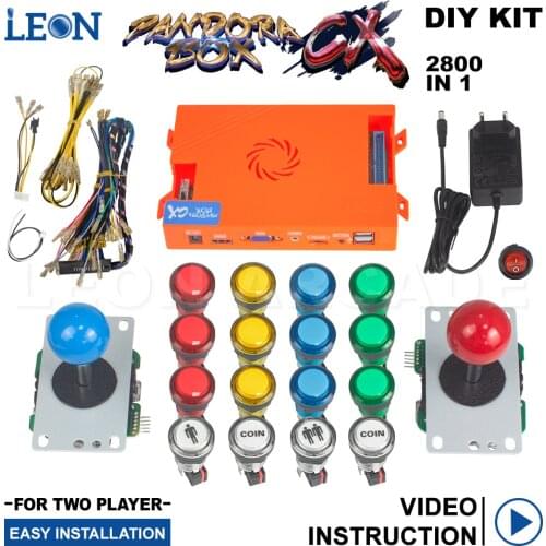 Kit Bartop Pandora Arcade Box Cx Led Cable Arcade Button Illuminated Classic Arcade Joystick Game 2800 In 1 High Score Rank Crt