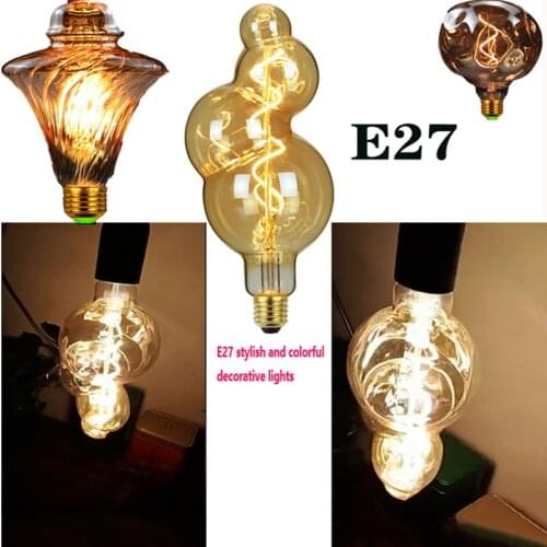 Edison Bulb Dimmable LED Soft Filament Lamp E27 220V 4W ST64 Dimmable Five-color LED Filament Bulb Retro Home Decoration Lamp