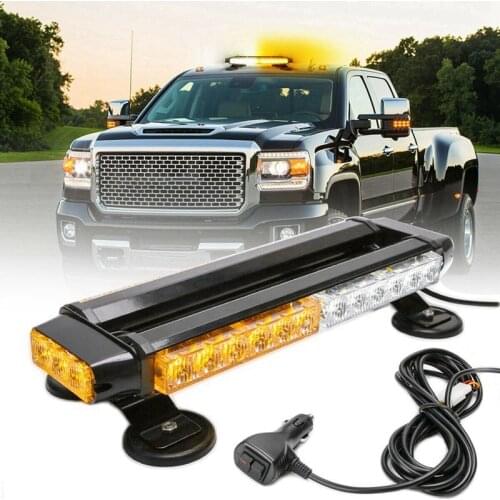 Amber/ White 30 LED Roof Strobe Flashing Light Bar Magnetic Emergency Beacon Warning Flash 30W 12V