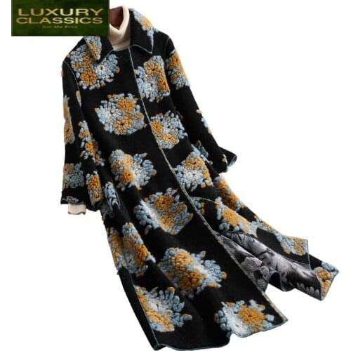 Fur Coat Female Real Vintage Long Sheep Shearing Jacket Women Clothes 2021 Korean Floral Wool Coats Jackets Tops Hiver 14