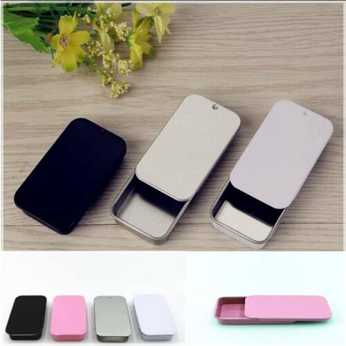 Mini sliding tin box small for 50ml lip balm metal case packing box for solid perfume and soap