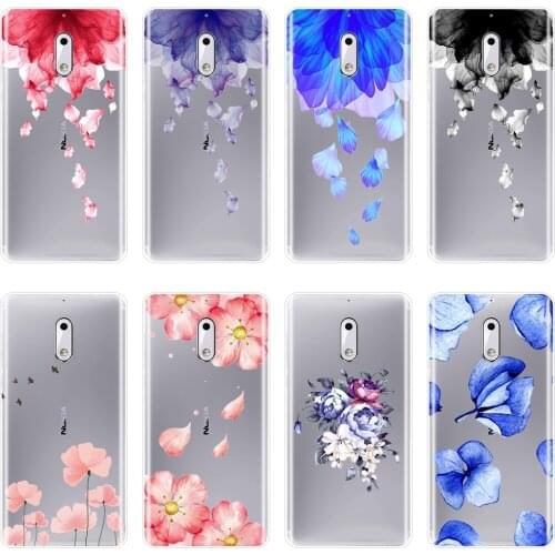 Pink Flower Red Blue Floral Aesthetic Cartoon Phone Case For Nokia 7 Plus X6 Soft Silicone Back Cover For Nokia 8 6 5 3 2 1 Case