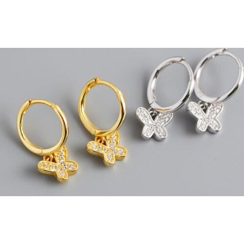 New Bow Earrings S925 Silver Color Earrings Exquisite Charm Inlaid With Zircon Accessories Ladies Fashion Silver Color Jewelry