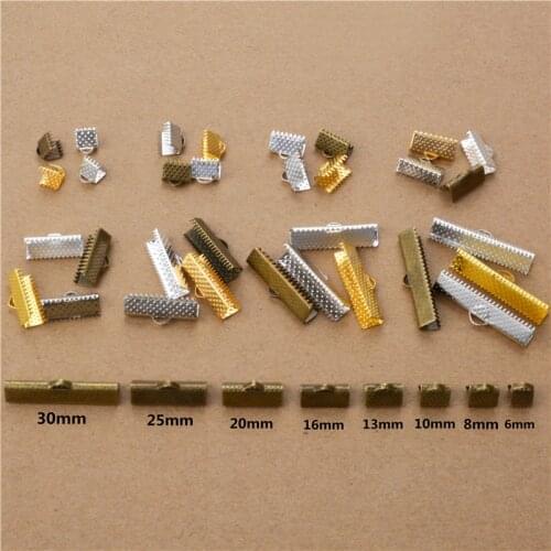 6-30mm 50pcs Crimp beads cove clasps Cord End Caps String Ribbon leather Clip Foldover DIY Necklace Bracelet Connectors Jewelry