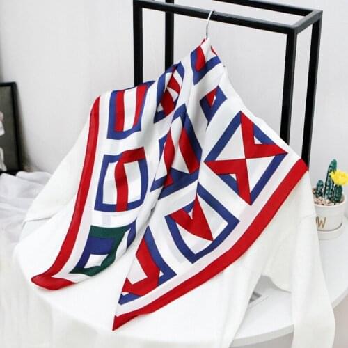 2020 70x70 A to Z Print Multipurpose women Silk twill scarf Satin square tie Hairband ladies foulard femme towel bufanda shawl