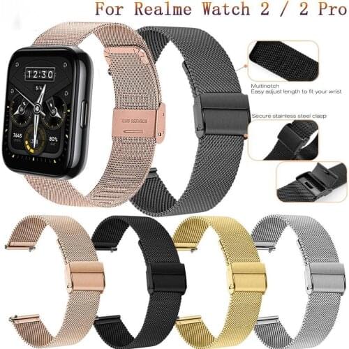 Milanese Strap For Realme Watch 2 / 2 Pro Smart Watch 22mm Bracelet Stainless Steel For Realme Watch S / Pro Wristband Bracelet