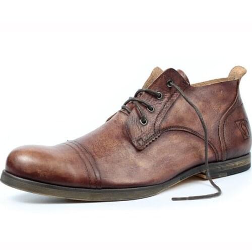 New Style Men Mixed Color Genuine Leather England Style Casual Shoes Male Office Retro Handmade Round Toes Dress Shoes