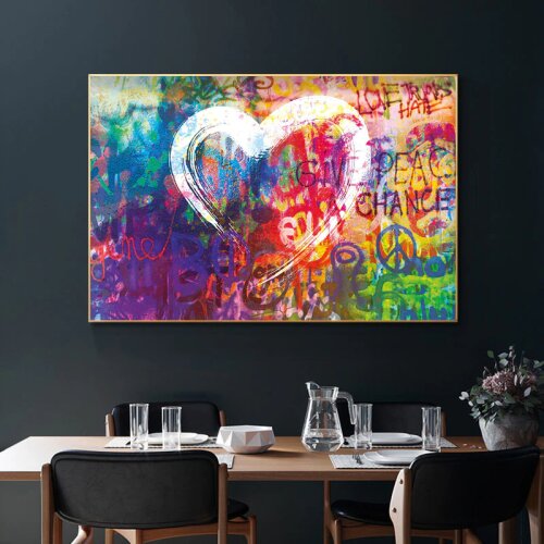 Street Graffiti Art Abstract Love Heart Canvas Art Paintings Minimal Poster and Prints Wall Art Picture for Home Decoration
