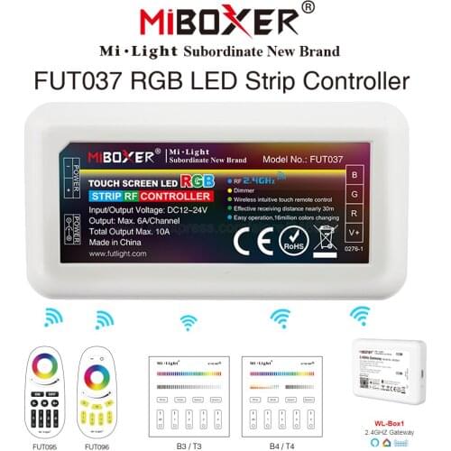 Miboxer 4-Zone Smart RGB LED Strip Controller FUT037 DC12V 24V 10A Support 2.4G Remote WiFi Control work with RGB LED Strip