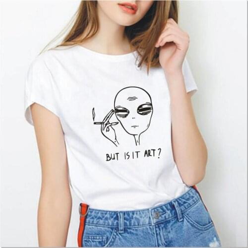 But is it art funny pattern print womens T-shirt summer new black white pink tees casual Harajuku cotton tops camiseta mujer