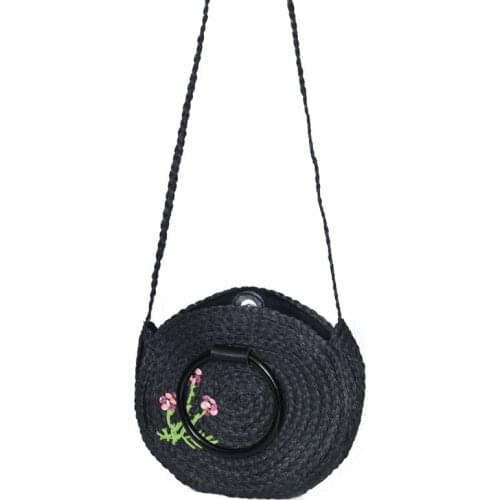 Womens Floral Embroidered Straw Bag Summer Bag Handmade Bag Lilac Made in Turkey