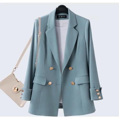 2021 New Professional Jacket Women Casual Blazer Spring Autumn Double Breasted Plus Size One-Piece Blazer Outerwear With Lining