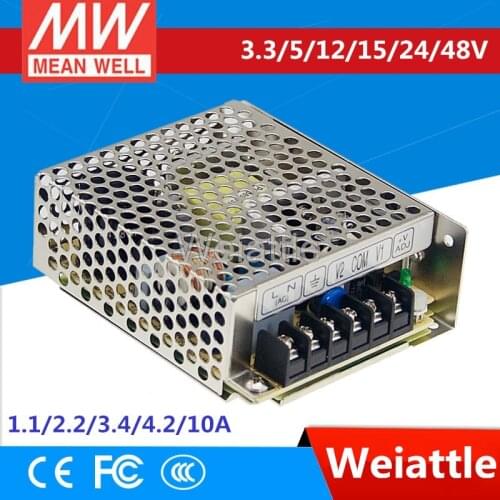 3.3V 5V 12V 15V 24V 48V MEAN WELL 1.1/2.2/3.4/4.2/10A 33/50/52.8W Single Output Switching Power Supply RS-50-48 RS-50-12 RS-50-5