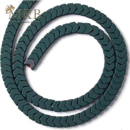 6*3mm Dark Green Matte Hematite Stone Natural Stone Rubber Arrows Beads Space Loose Beads For Jewelry Making Diy Bracelet 15"