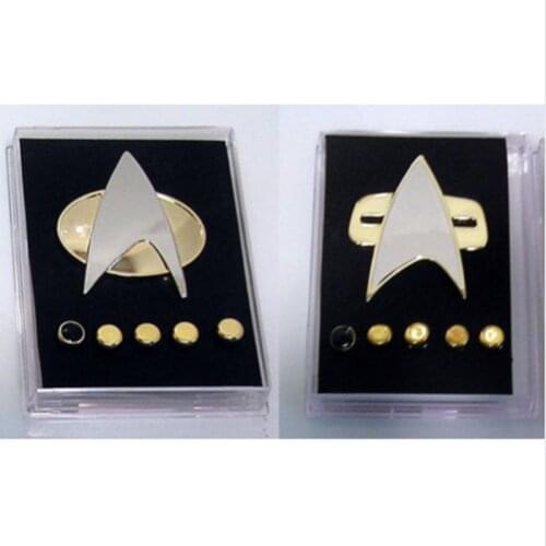 6 pCS Fast delivery Star Cosplay Trek TNG Voyager COSplay Starfleet Brooch Badge Communicator Pin Box Halloween Carnival Prop
