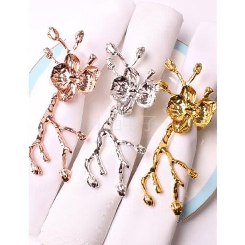 6pcs/lot upscale napkin rings, napkin holder plum gold, silver napkin ring towel ring hotel Western dinner table decoration