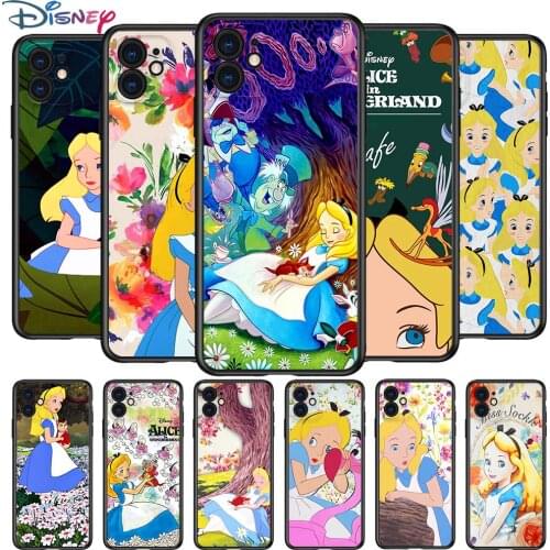 Alice in Wonderland cute for Apple iPhone 12 Pro Max Mini 11 Pro XS Max X XR 6S 6 7 8 Plus 5S SE2020 Soft Black Phone Case