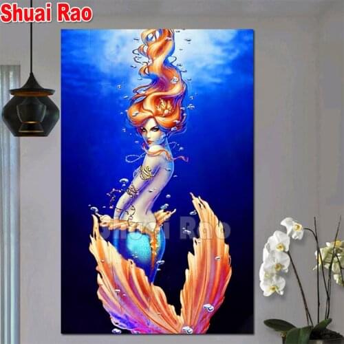 Diamond embroidery Pretty Deep Sea Mermaid 5d diamond painting full square drill cartoon diamond mosaic fantasy girl wall art