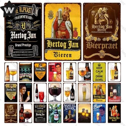Bieren Beer Tin Plaque Vintage Beer Metal Sign Keep Calm and Drink Duvel Metal Plate Tin Poster for Man Cave Bar Wall Decoration