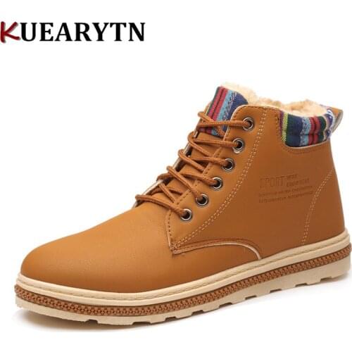 Big Size 2020 39-44 Winter Mens Boots Men Casual Fahsion Snow Men Ankle Boots Men Leather Boots For Men Shoes With Fur Keep Warm