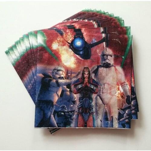 20pcs/lot Star Wars Paper Napkin Cartoon Theme Party Favors Kids Happy Birthday Decoration Theme Party Supplies Festival Brown