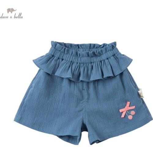 DBJ17840-2 dave bella summer baby girls fashion bow draped pockets shorts children kids girl cute pants infant toddler trousers